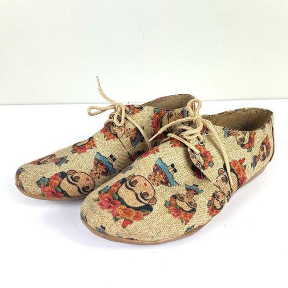 Frida‎ Kahlo Flats Shoes Women's Sz 6.5 Artisan Folk Artsy Mexican